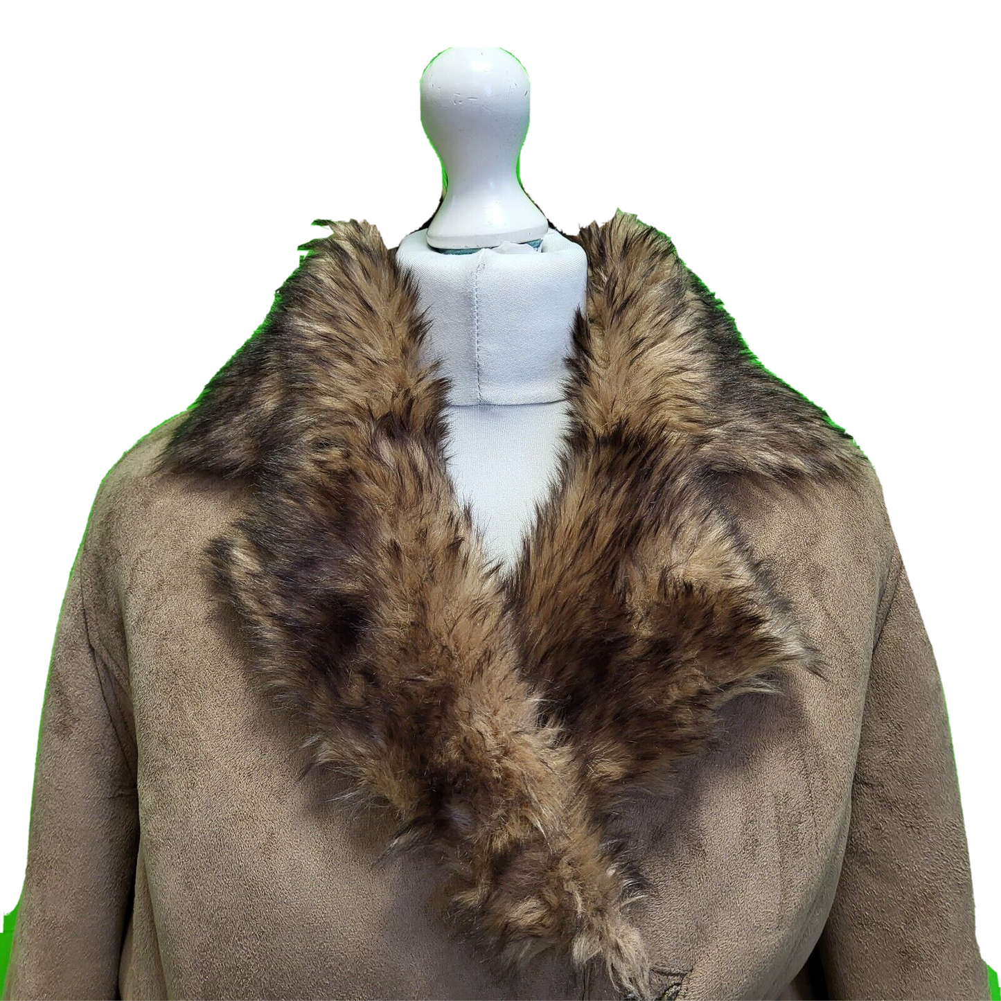 Emma Fontaine Brown Suede Faux Fur Collared Jacket UK Women's 14 H690
