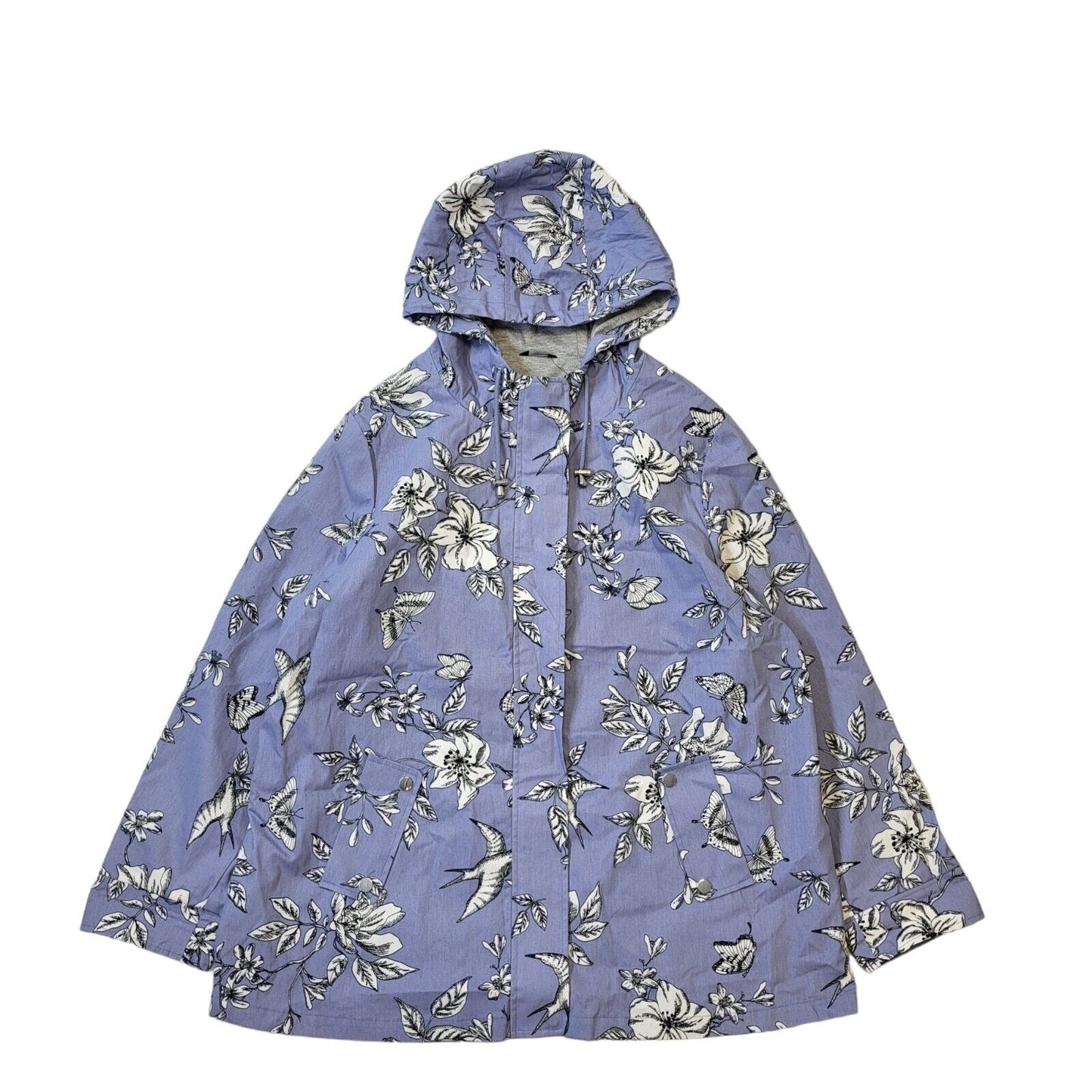 M&Co Shower Resistant Hooded Coat Lilac Flower print Womens UK 20 G358