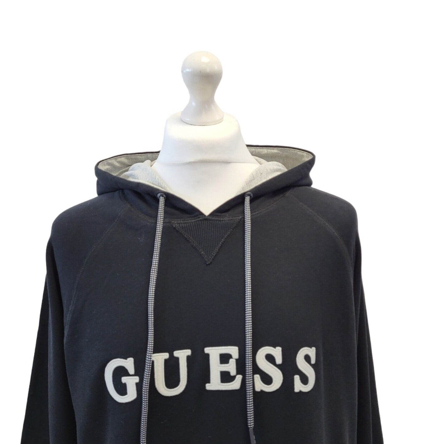 Guess Black Spell Out Retro Long Sleeve Sweatshirt Hoodie Men's Uk XL H109