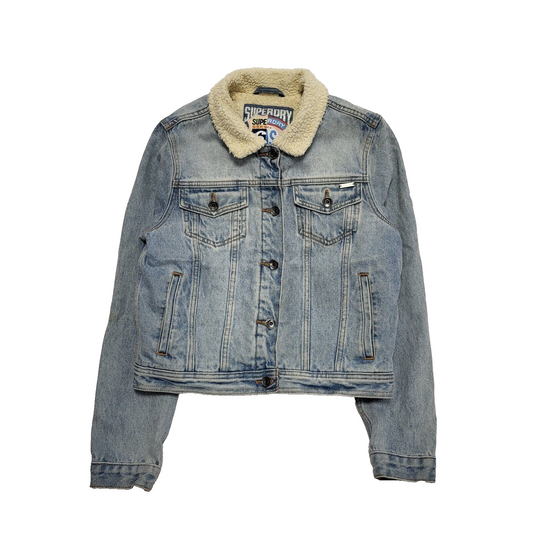 Superdry Collared Denim Casual Jacket Women's Uk M 10 EU 38 H963