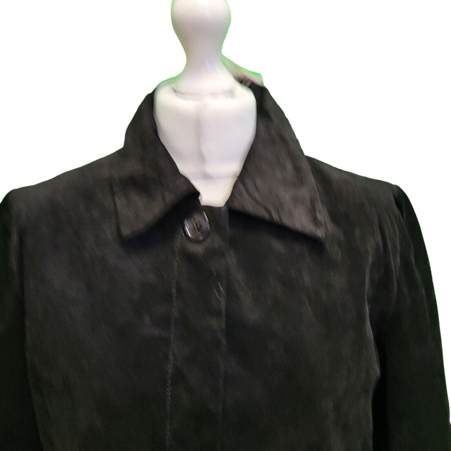 The Keenan Leather Black Button Long Sleeve Leather Coat UK Women's 14 BNWT H689