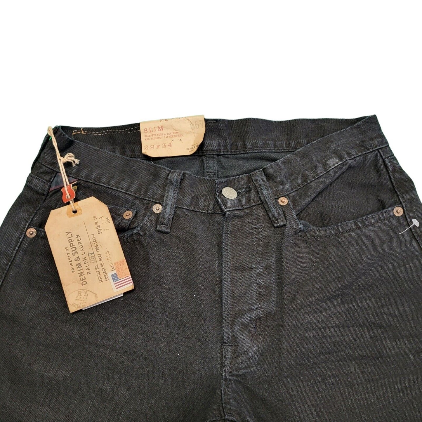 Ralph Lauren Black Slim-Fit Low Rise Denim Jeans Men's  XS W29 L34 BNWT H200