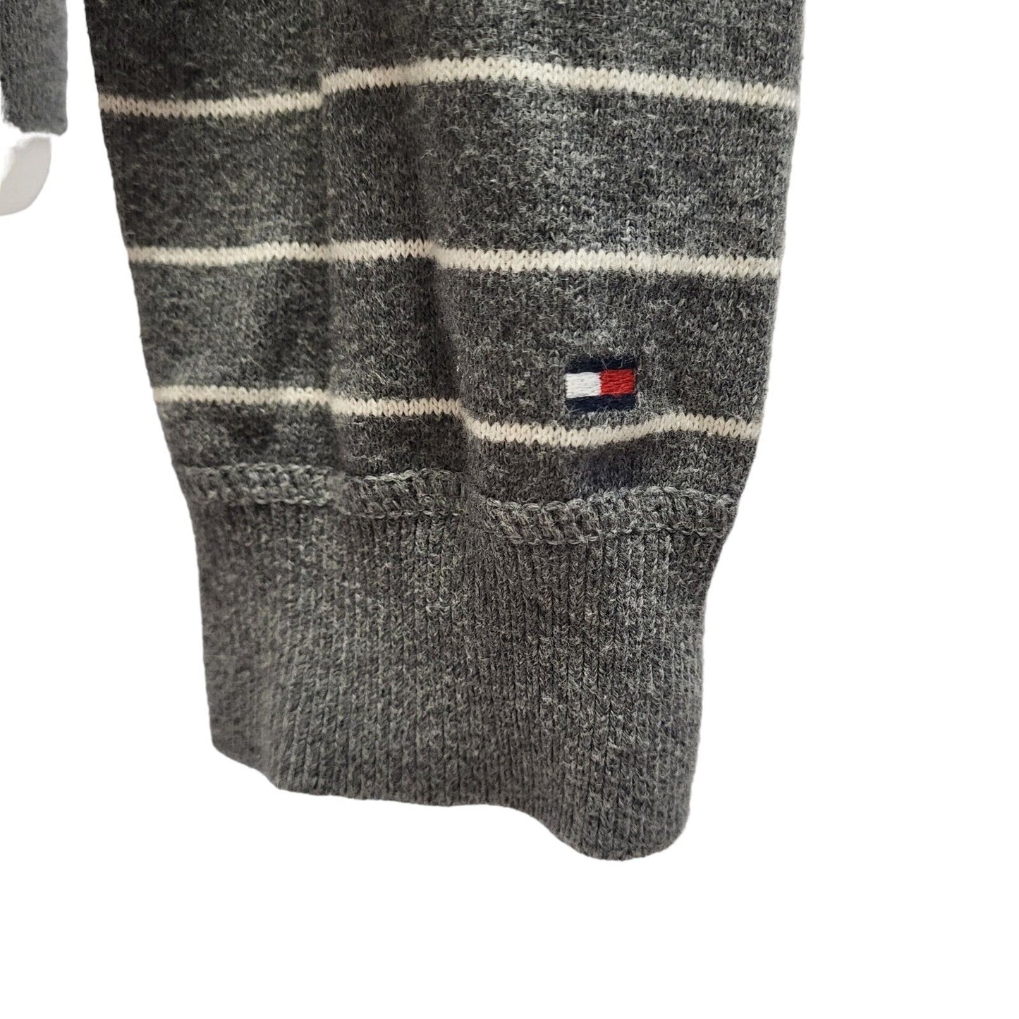 Tommy Hilfiger Jumper Crew Neck Grey White Striped Mens UK M EU 50 G373