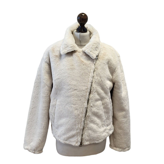 Topshop Faux Fur Cream Full Zip Jacket Womens BNWT  UK 12 EU 40 G171