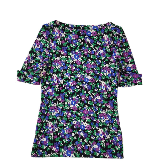Ralph Lauren Black Purple Floral Short Sleeve Women's UK XS 6 H187