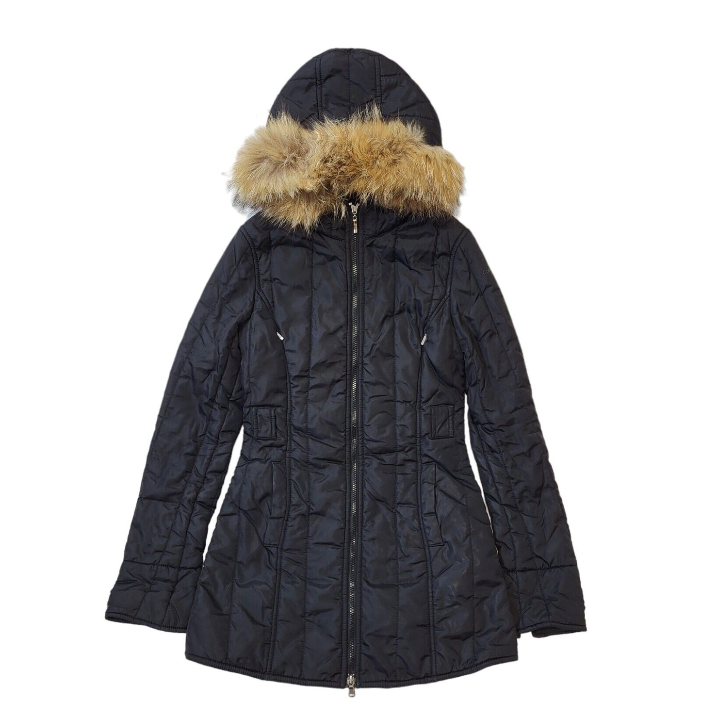 Calvin Klein Jeans Black Zipped Hooded Parka coat Women's xS 6 eu 34 G751