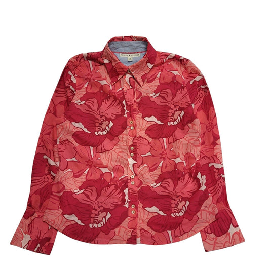 Tommy Hilfiger Pink Floral Long Sleeve Shirt Uk Women's Large BB378