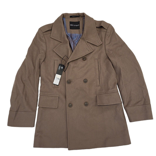 Marks & Spencer Brown Double Breasted Wool Coat Uk Men's Small Bnwt G692