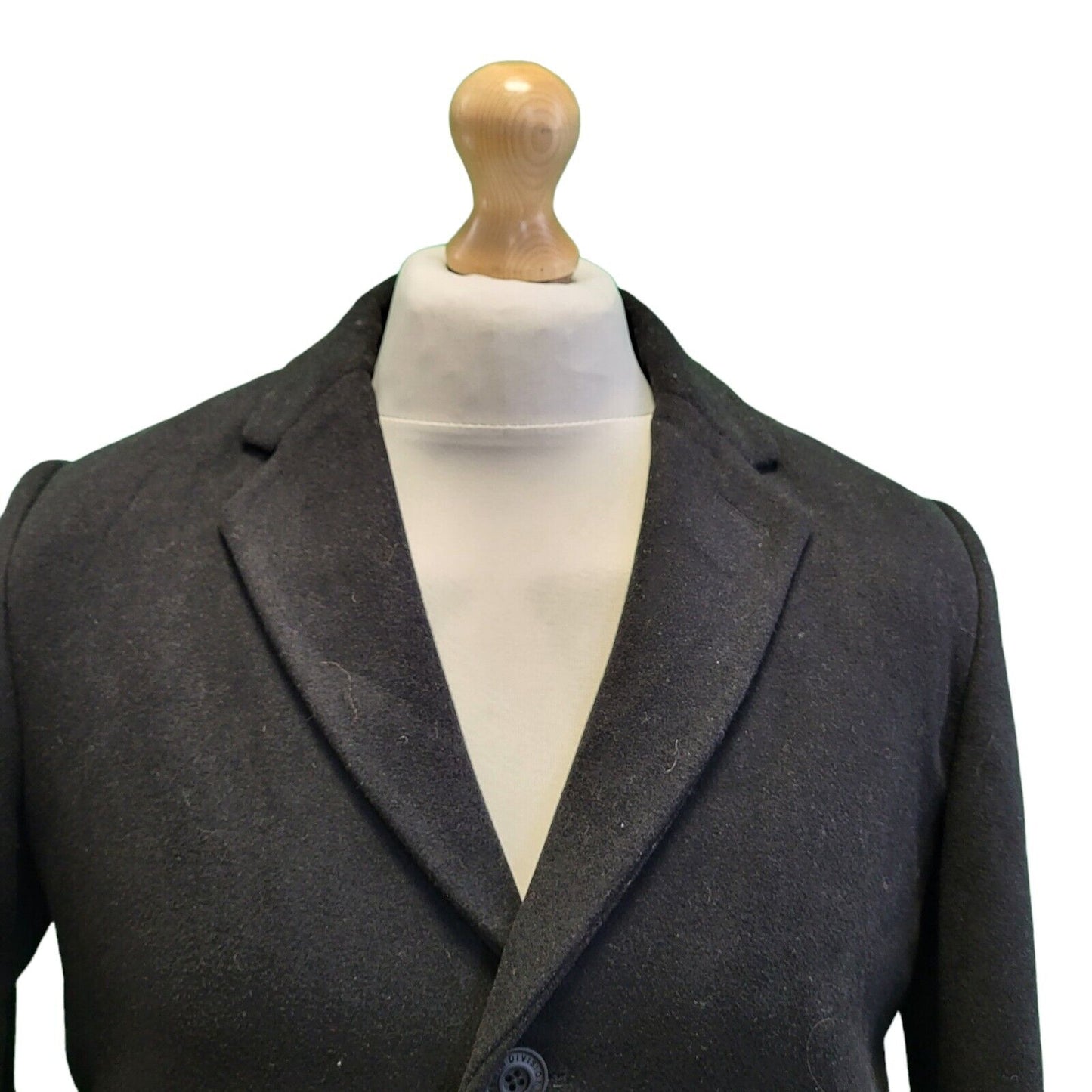 Tom Tailor Black Lined Wool Blend Overcoat Blazer Jacket Men's uk S H82
