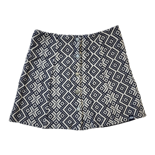 Superdry Blue White Aztec Snap Front Short Pencil Skirt Women's uk M W28 G815