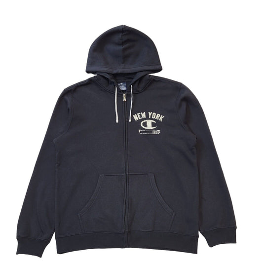 Champion Black New York Zip Drawstring Sports Sweatshirt Hoodie Men's uk L G916
