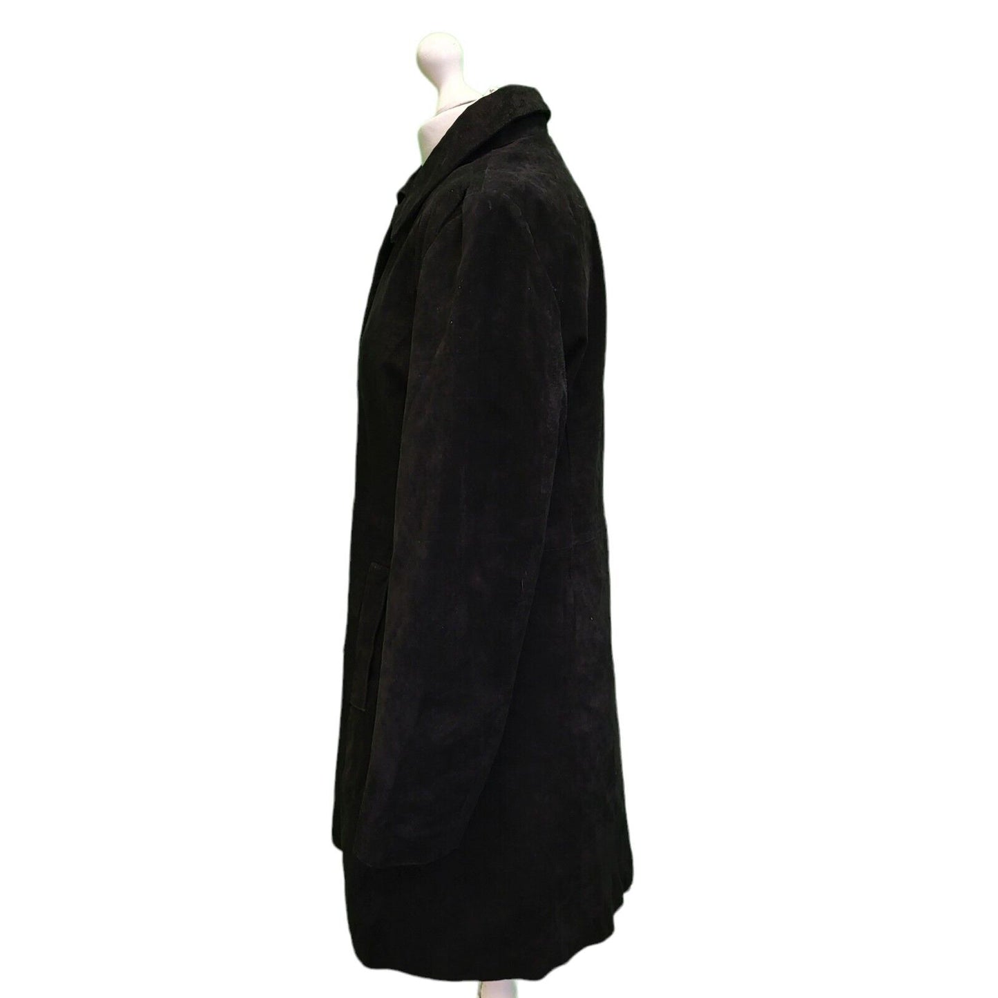 The Keenan Leather Black Button Long Sleeve Leather Coat UK Women's 14 BNWT H689
