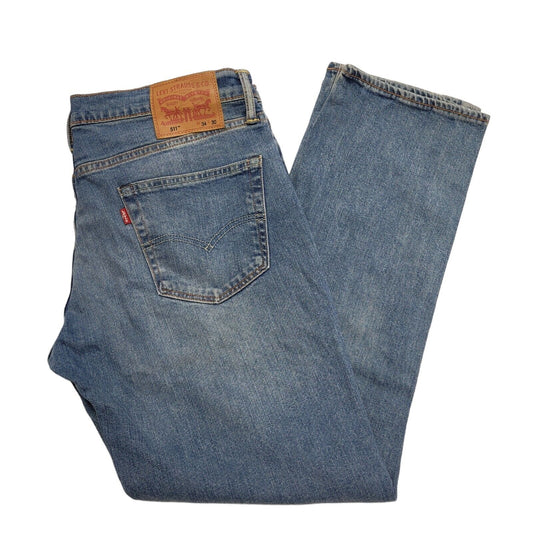 Levi's 511 Faded Blue Straight Wide Leg Rigid Denim Jeans Men's L W34 L30 H203