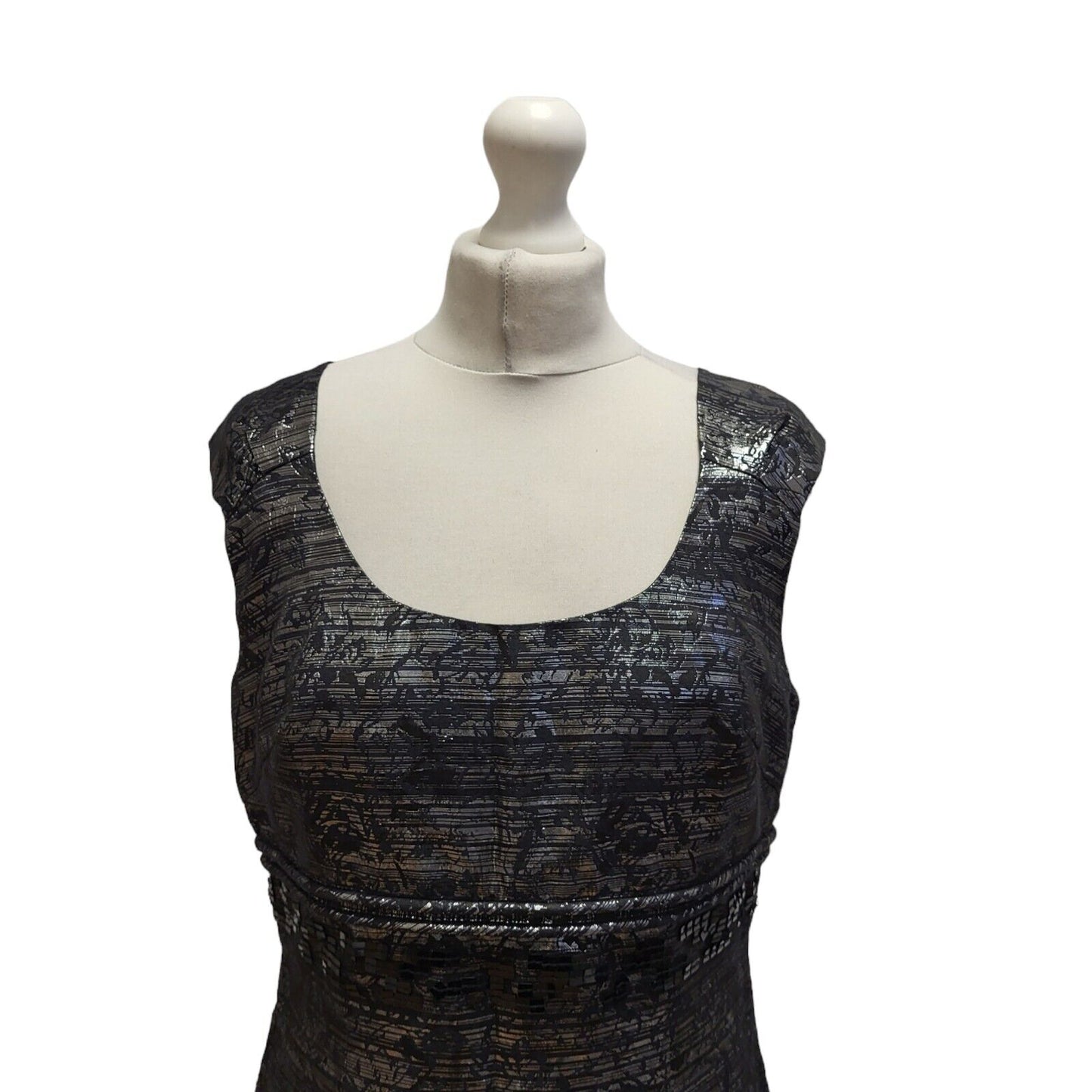 Next Black Silver Sleeveless Evening Dress UK Women's 14 Bnwt BB339