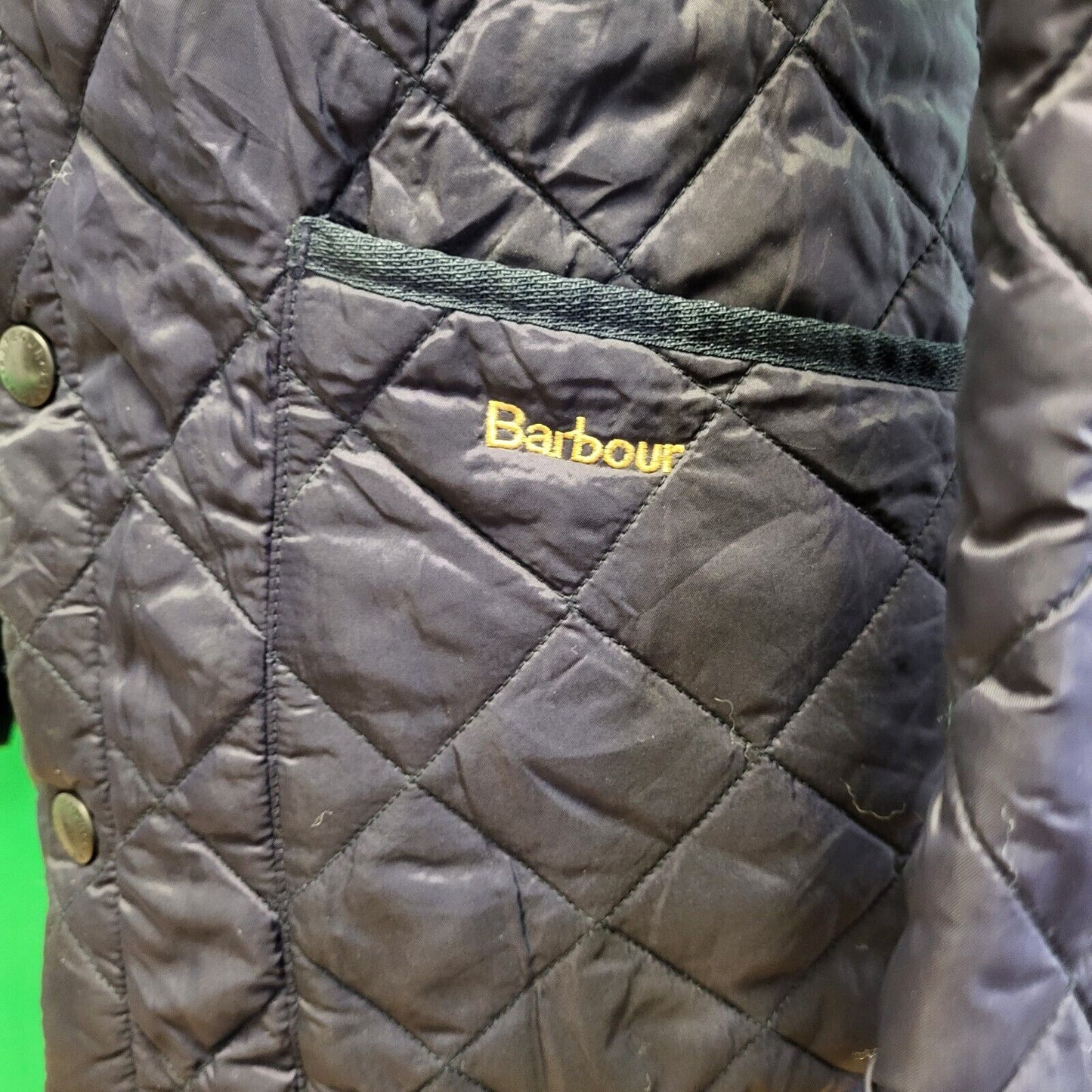 Barbour Liddesdale Navy Blue Snap Fasten Quilted Jacket Men's  uk xS H74