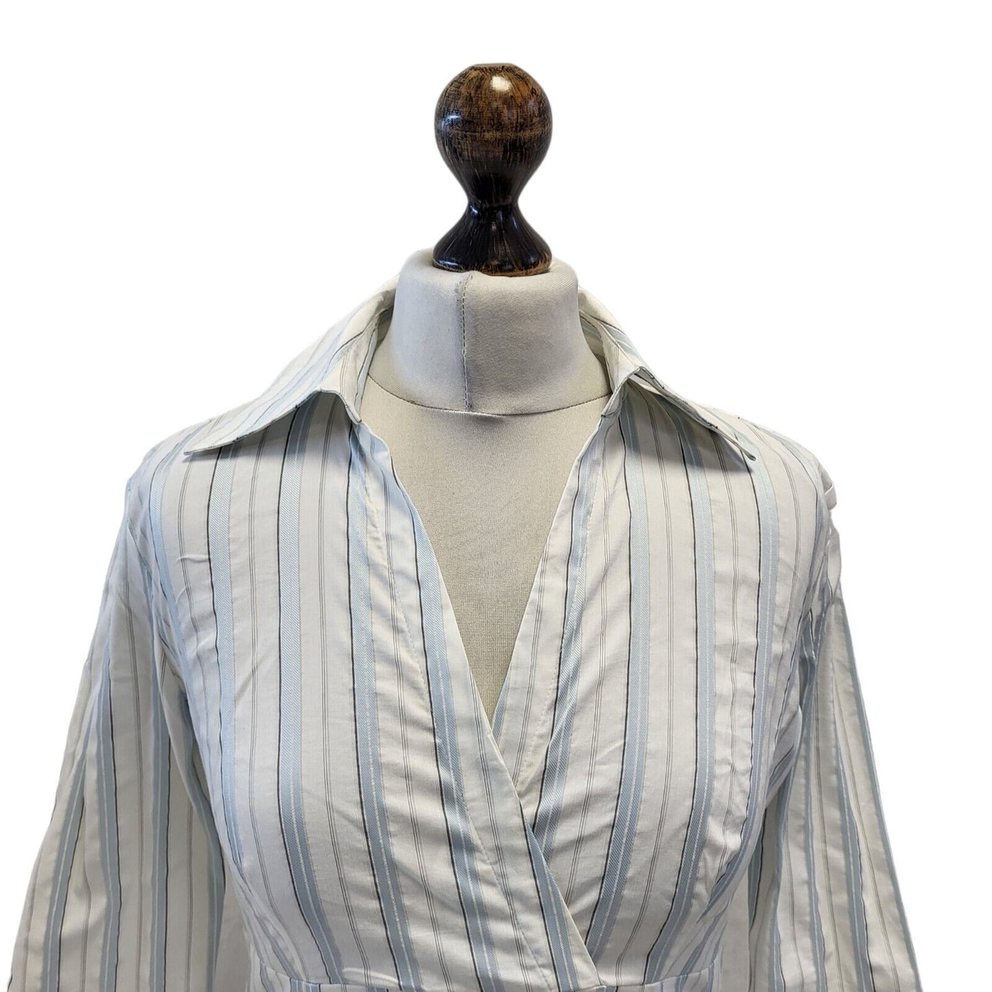 Next White Blue Striped Shirt Uk Women's 8 Bnwt G615
