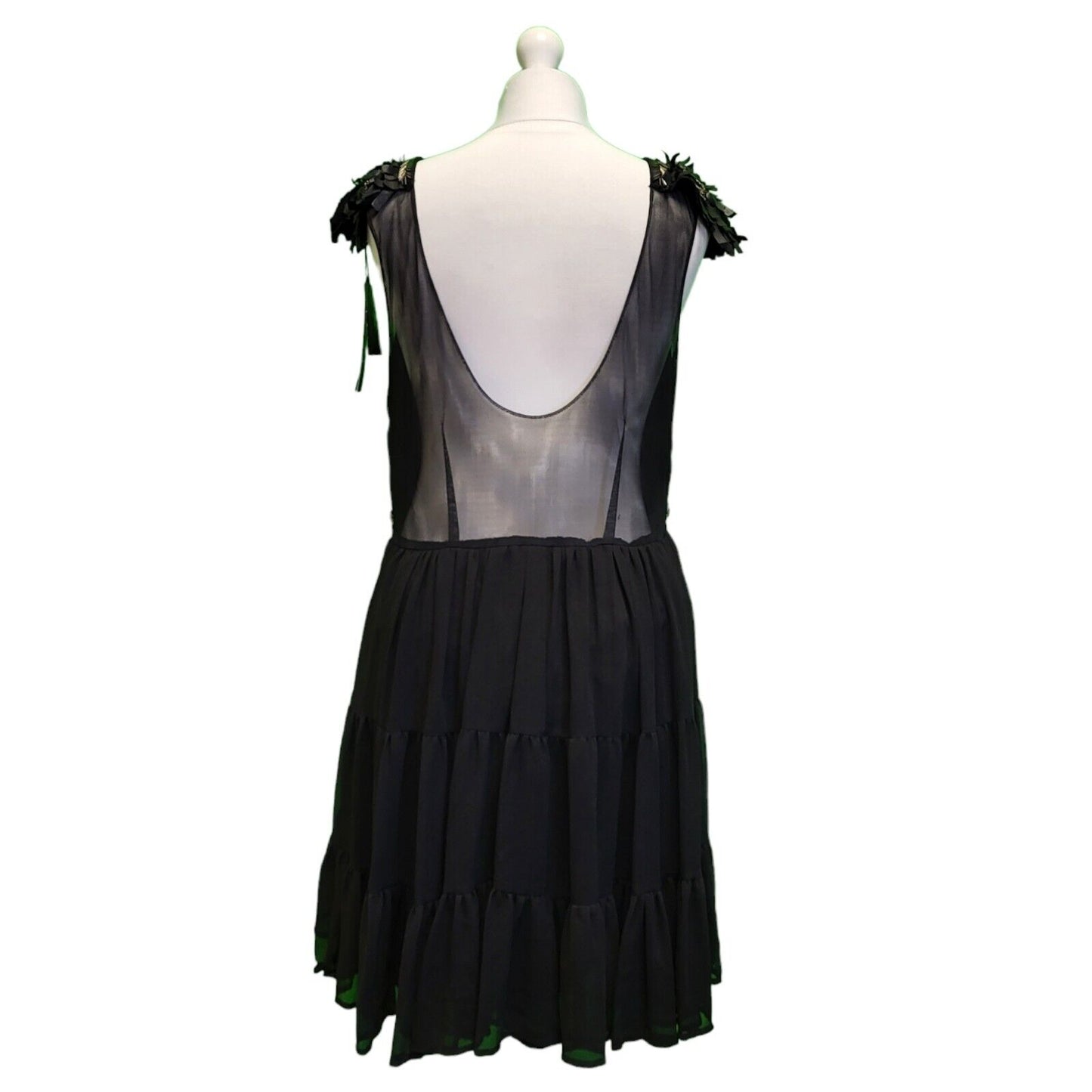 Next Black Beaded Fit & Flare Evening Dress UK Women's 16 BNWT H702