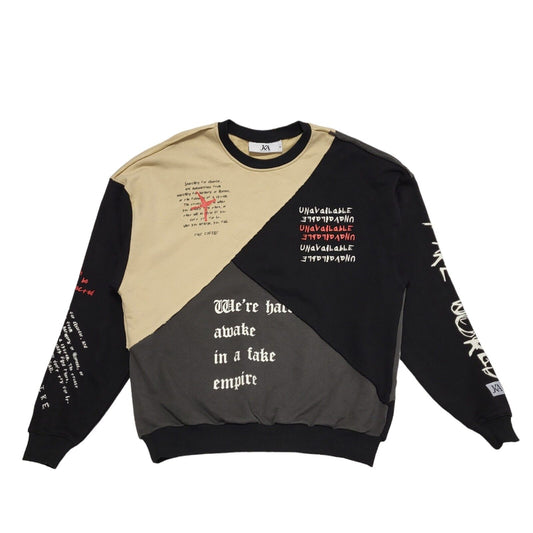 JK Attire Black Beige Crew Neck Casual Sweatshirt Uk Men's Medium BB287