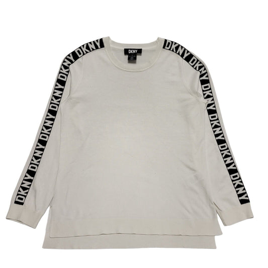 DKNY White Crew Neck Slim Fit Cotton Jumper Uk Men's Large BB280