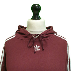 Adidas Maroon Cropped Drawstring Sweatshirt Hoodie Women's UK XS 6 EU 34 H946