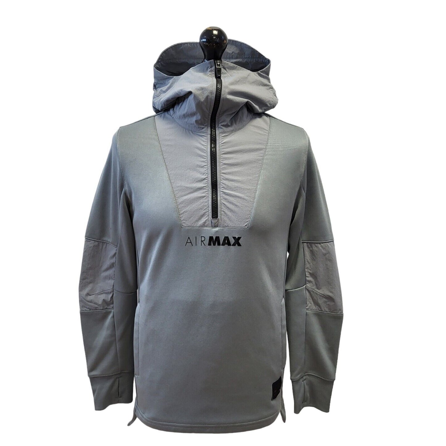 Nike Air Max Y2K Hoodie Grey Pullover 1/4 Zip Mens UK S EU 48 G131