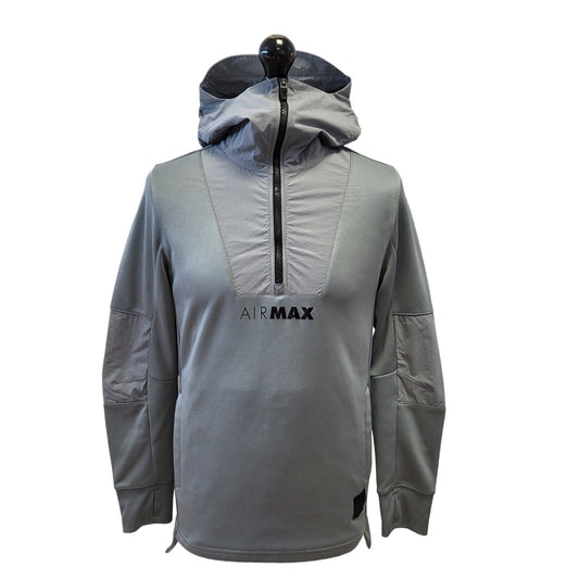 Nike Air Max Y2K Hoodie Grey Pullover 1/4 Zip Mens UK S EU 48 G131