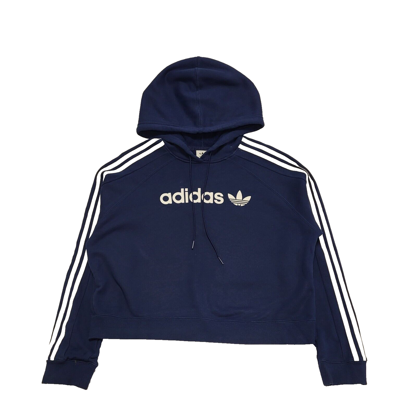 Adidas Navy Blue Drawstring Sweatshirt Hoodie Women s UK L 12 EU 40 H9 pinkelephantstore