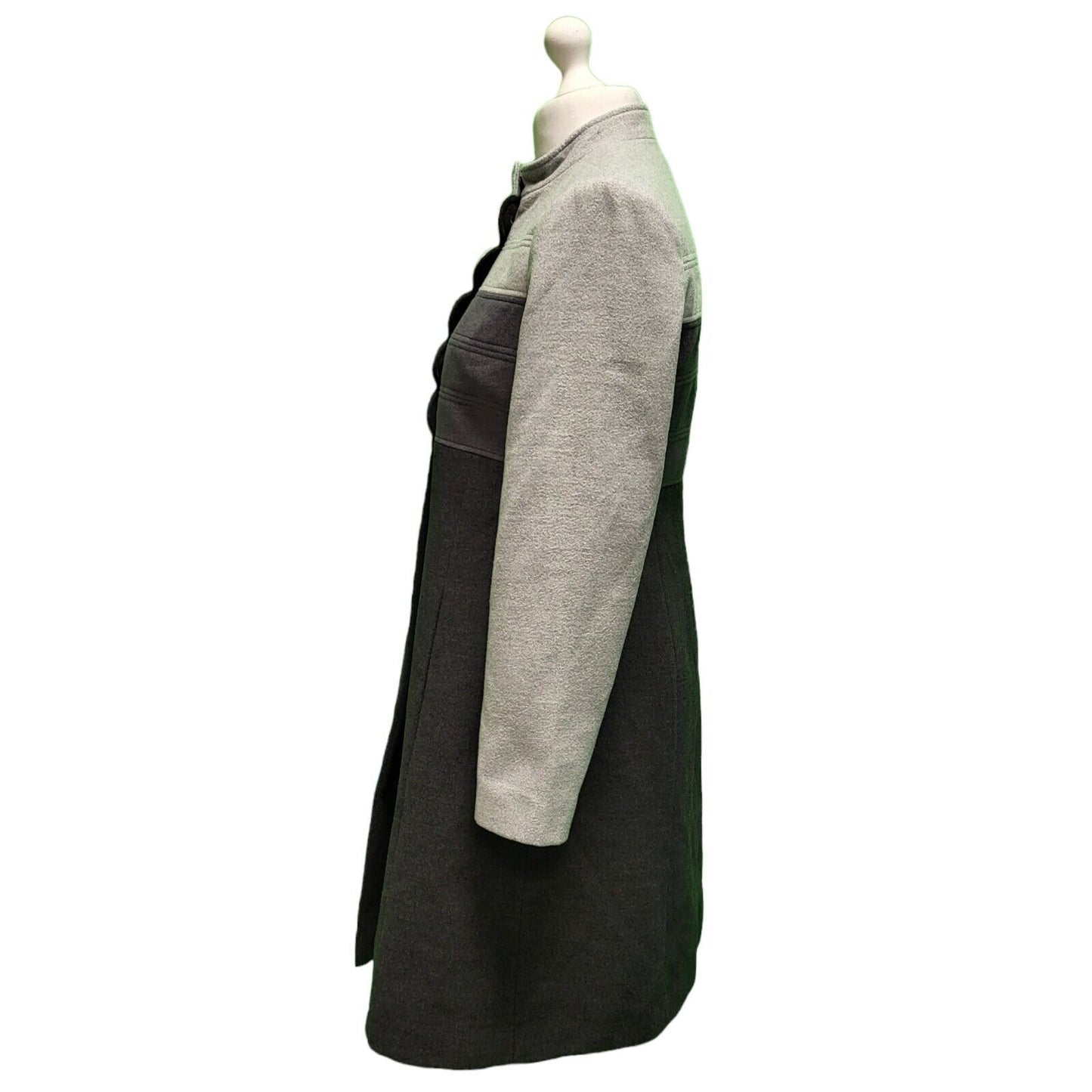 Principles Black Grey Button Collared Coat Women's UK L 12 EU 40 H300