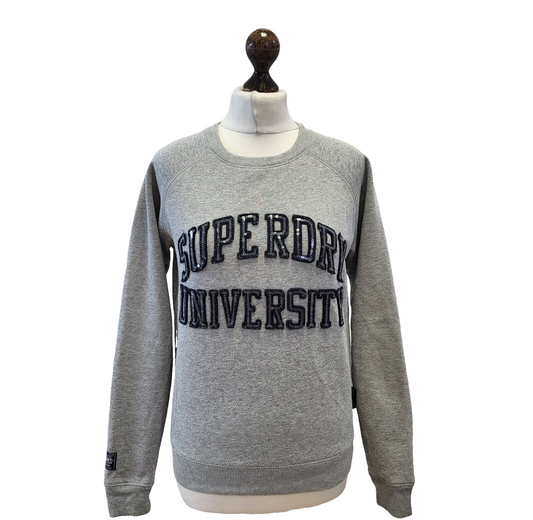 Superdry Grey Round Neck Sweatshirt Uk Women's XS Eu 34 G239