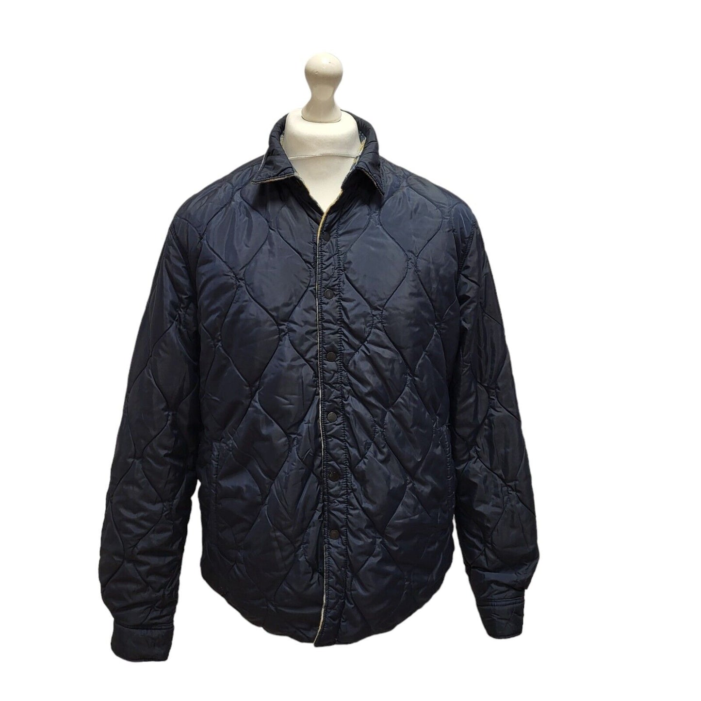 Levi's Reversible Blue Beige Check Jacket Uk Men's XL BB299