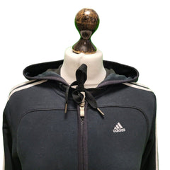 Adidas Black Drawstring Zip L/Sleeve Sweatshirt Hoodie uk Women's XS H794