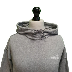 Adidas Grey Drawstring Sweatshirt Hoodie Women's UK XS 6 EU 34 H942