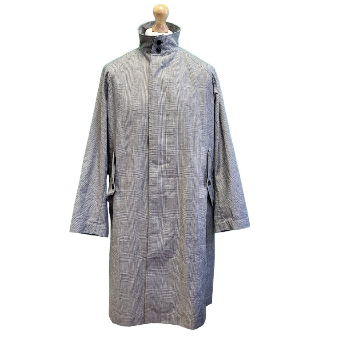 Bnwt Gymphlex Grey Check Plaid Lightweight Trench Coat Men's L eu 54 H81