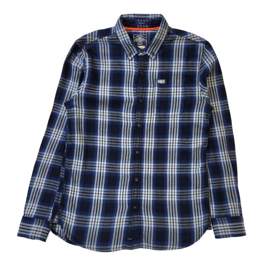 Superdry Blue Check Long Sleeve Worker Shirt Uk Men's Large G586