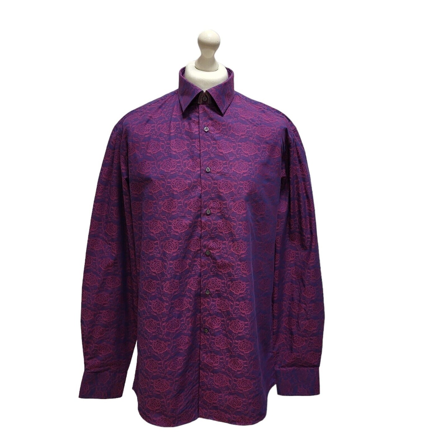 Moss Esq Purple Long Sleeve Shirt Uk Men's Large Long BB379