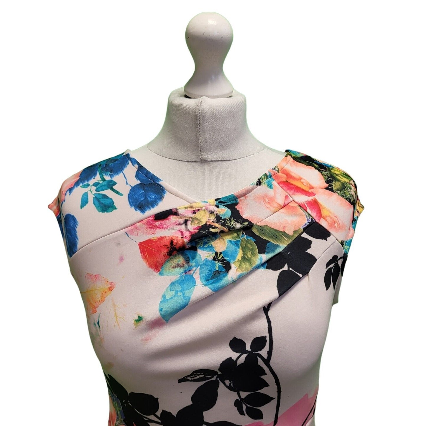 Lipsy Nude Floral Pencil Summer Shif Dress UK Women's M 10 BNWT H757