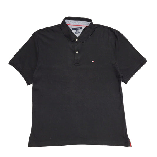 Tommy Hilfiger Black Custom Fit Black Stretch polo T-Shirt Men's UK 2XL H368