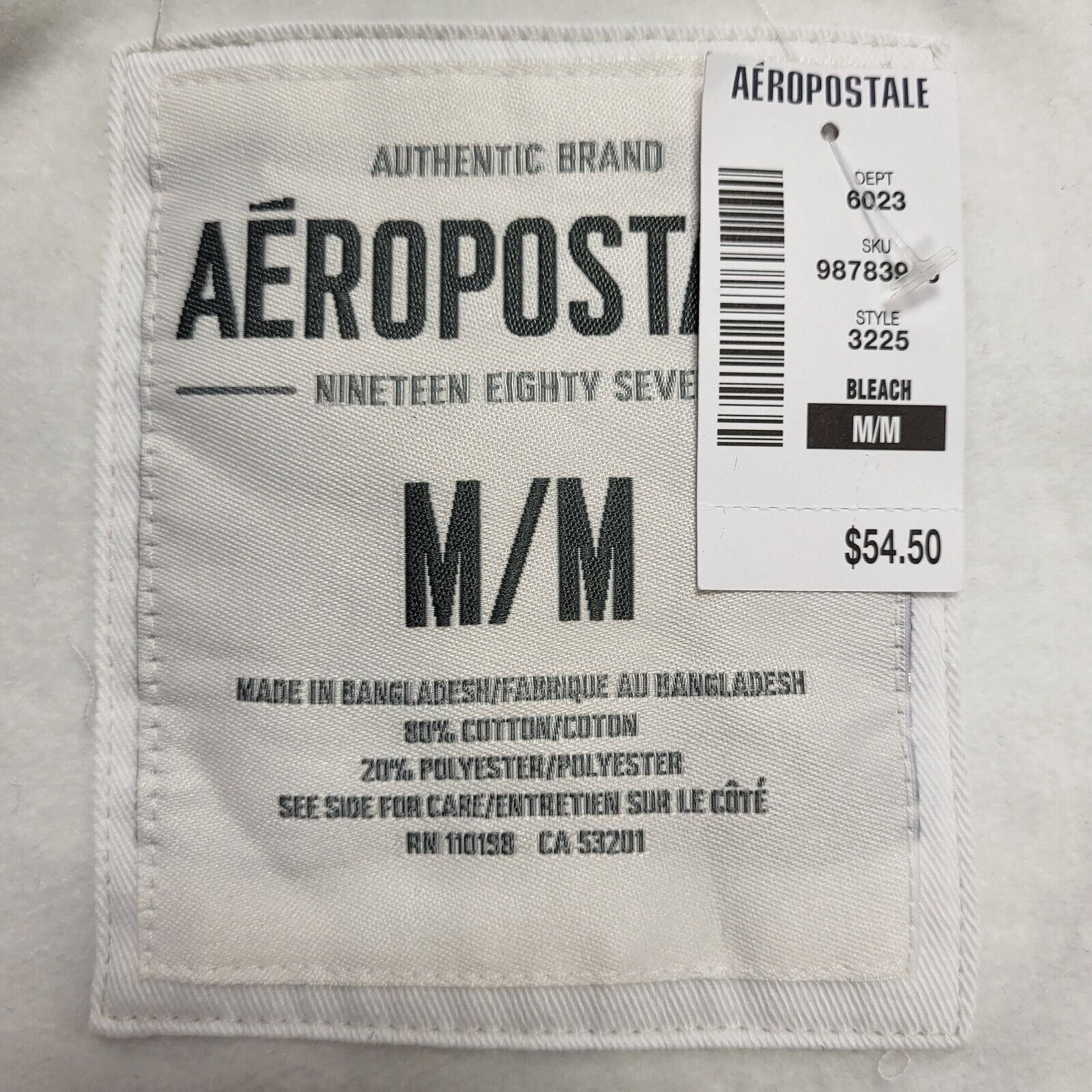 Aeropostate White Long Sleeve Zip Sweatshirt Hoodie Men's UK M EU 50 H594 BNWT