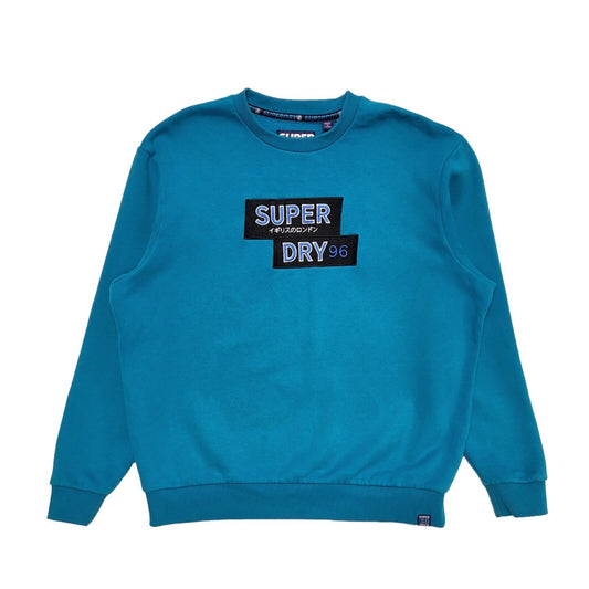 Superdry Sweatshirt Crew Neck Long Sleeve Blue Womens Size 10 G408