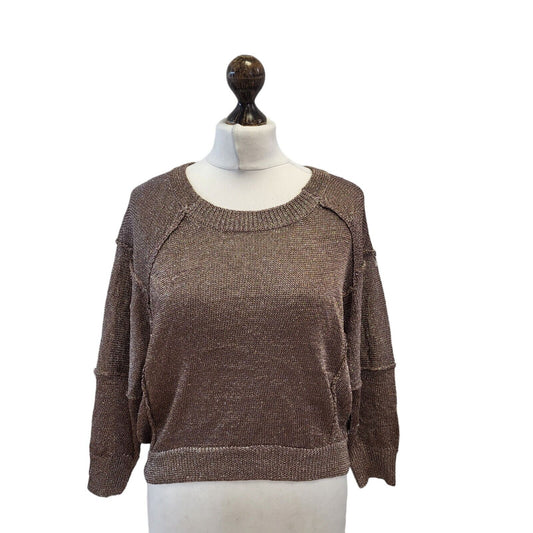 Next Brown Round Neck Jumper Top Uk Women's 12 Eu 40 Bnwt G237