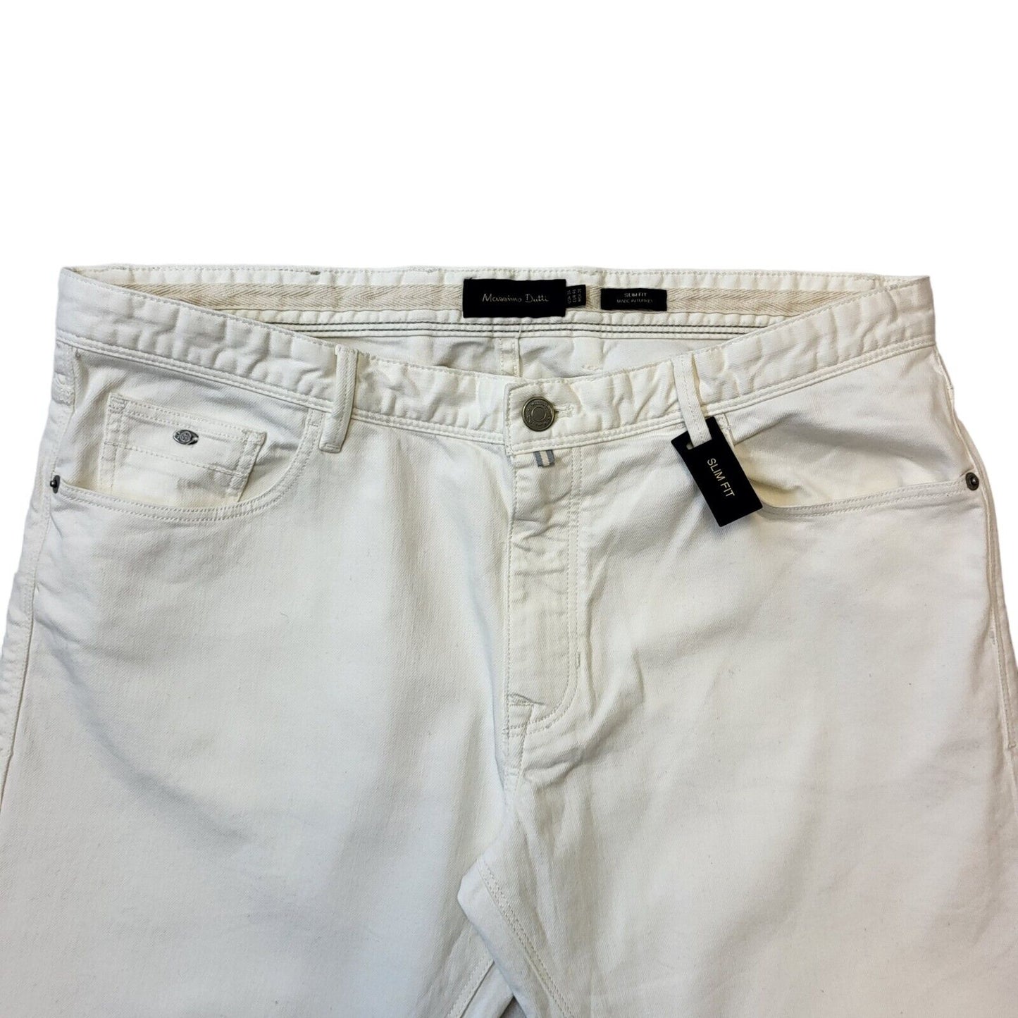 Massimo Dutti White Straight Leg Denim Jeans Uk Men's XL W36 L33 Bnwt G185
