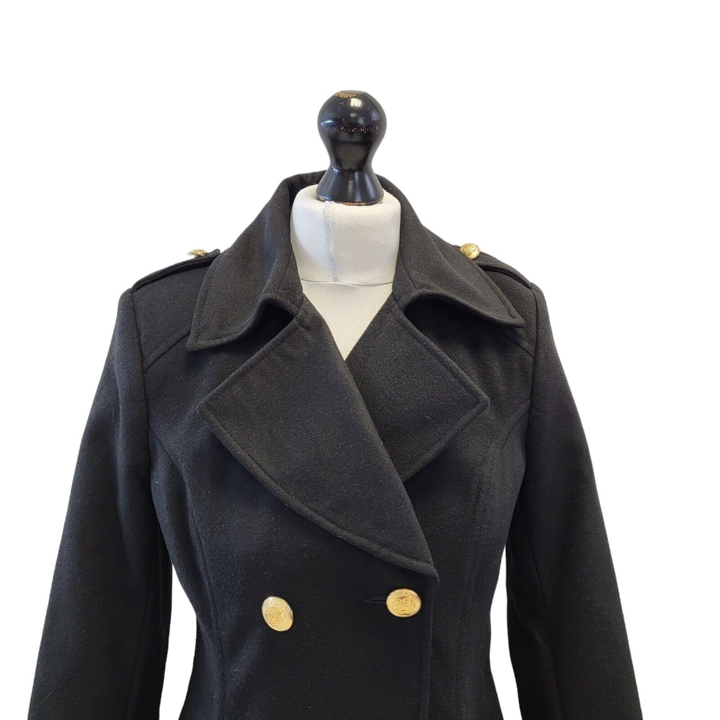 Miss Selfridge Black Double Breasted Coat UK Women's 10 Bnwt G662