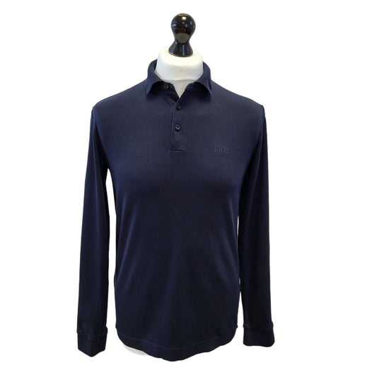 Hugo Boss Blue Long Sleeve Polo Top Mens Uk S EU 48 G347