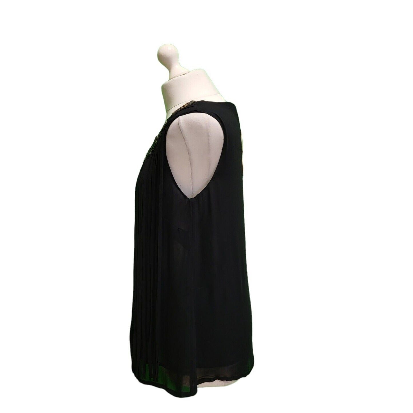 Monsoon Black Round Neck Sleeveless Dress Top Women's uk L 12 H610