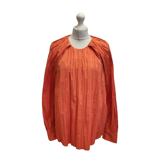 COS Orange Round Neck Dress Blouse Uk Women's 12 Eu 40 G116