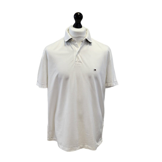 Tommy Hilfiger White Short Sleeve Polo Shirt Mens Uk L EU 54 G338