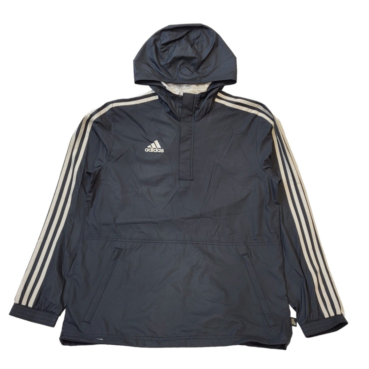 Adidas Black White Trim 1/4 Zip Lightweight Hooded Sport Jacket Men's UK S H133