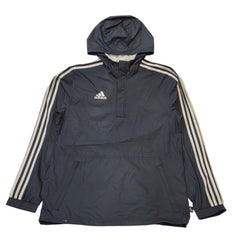 Adidas Black White Trim 1/4 Zip Lightweight Hooded Sport Jacket Men's UK S H133