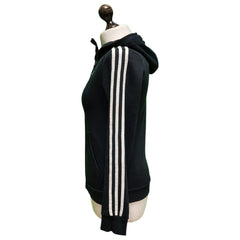 Adidas Black Drawstring Zip L/Sleeve Sweatshirt Hoodie uk Women's XS H794