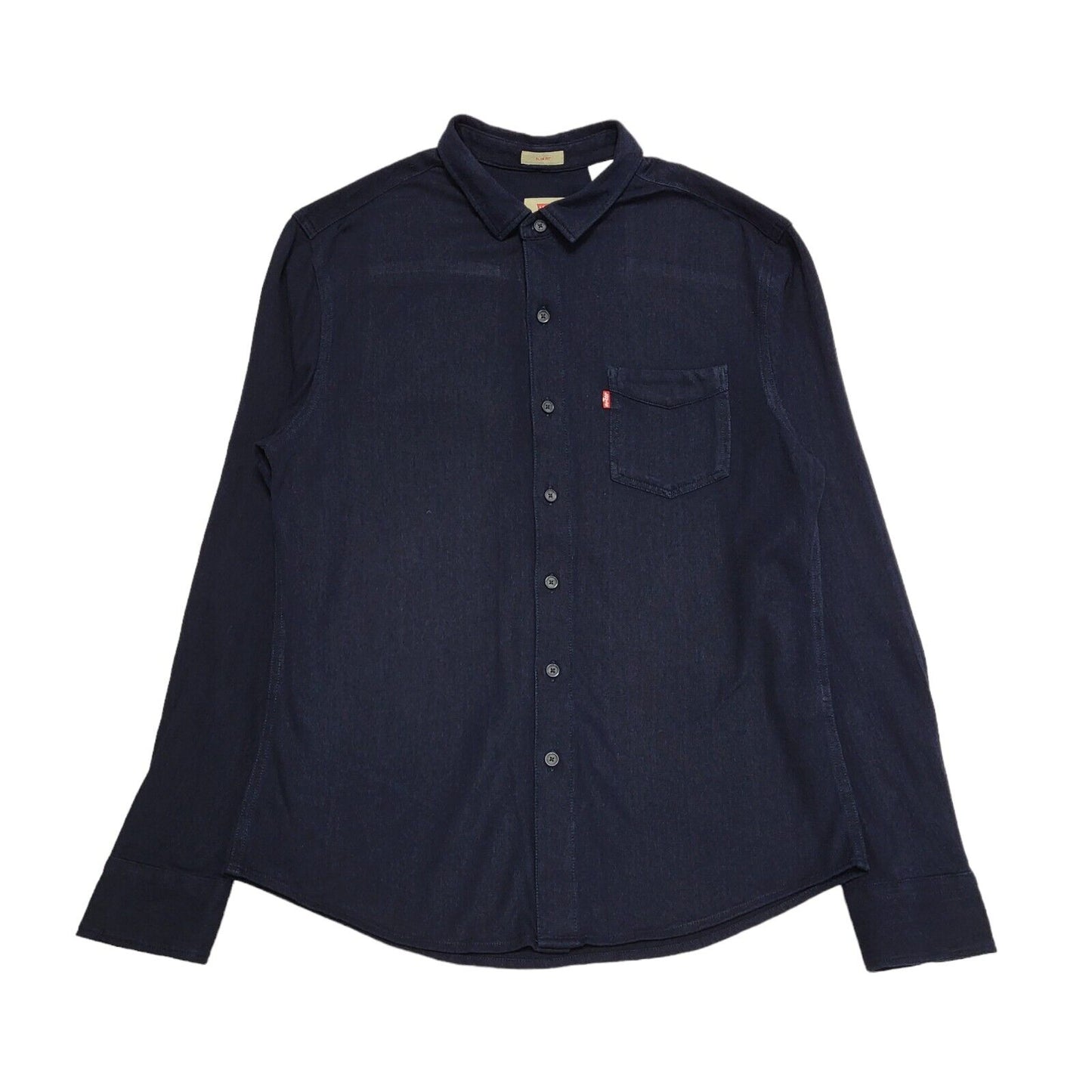 Levi's Navy Blue Slim Fit Long Sleeve Shirt Uk Men's Small BB389